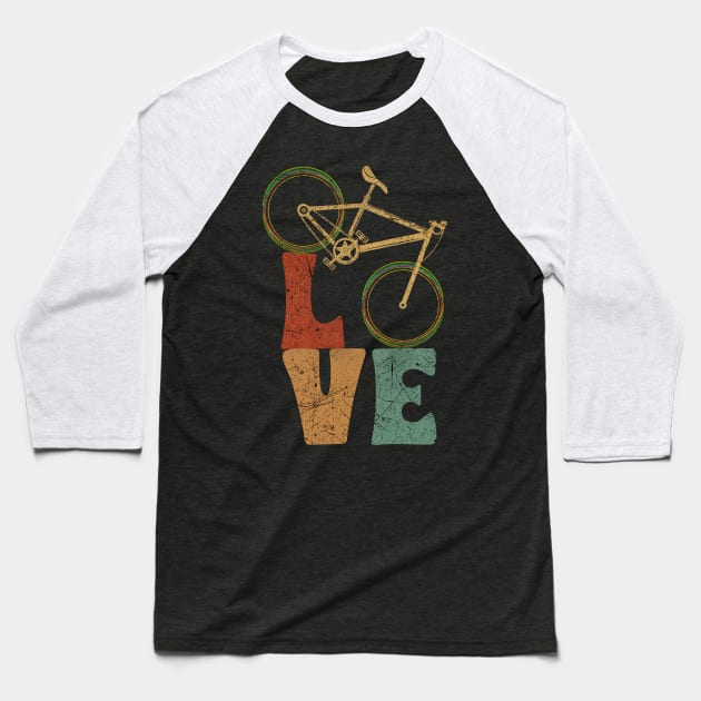 Vintage Bicycle Lover Baseball T-Shirt by MintaApparel